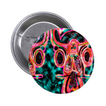 Double Bull  - Red Energy Party Animal V2 Pinback Button