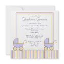Double Carriage Twin Boy Baby Shower Invitation