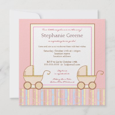 Double Baby Shower Invitations on Double Carriage Twin Girl Baby Shower Invitation From Zazzle Com