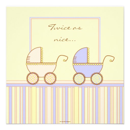 Double Carriage Twin Girl Boy Shower Invitation