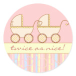 twin, girls, baby, sticker, two, carriage, pram,