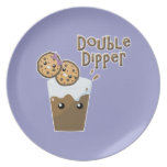 double dipper kawaii cookies and chocolate milk plate