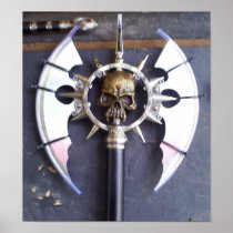 Double Edge Skull Axe Poster