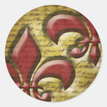 Double Fleur de Lis Round Stickers