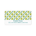 Double Flower Pattern Green 2 Address Label