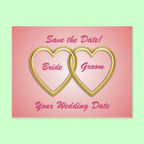 Double Gold Heart Postcard