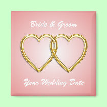 Double Gold Hearts Magnet