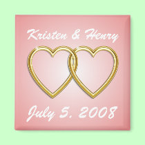 Double Gold Hearts Magnet