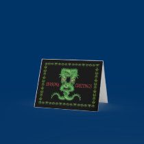 Double Green Dragon Christmas card.
