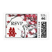 Double Happiness Chinese Blossom RSVP Stamp