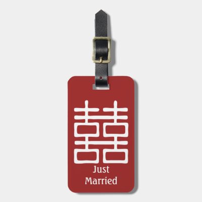 Double Happiness Chinese Just Married Wedding Bag Tag