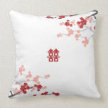 Double Happiness Chinese Wedding Cherry Blossoms Pillow