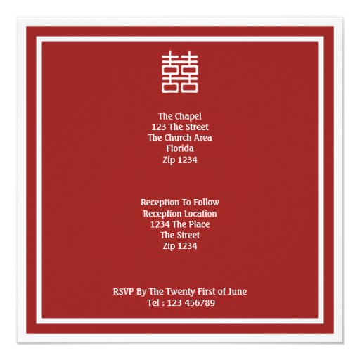 Double Happiness Chinese Wedding Personalized Invite