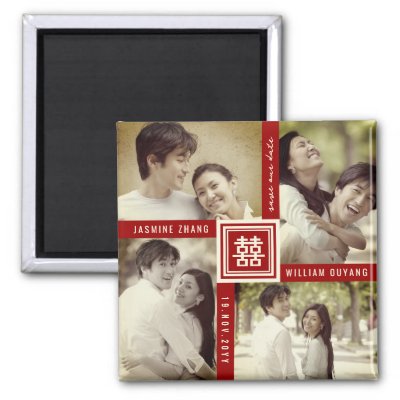 Double Happiness Chinese Wedding Save Date Magnet