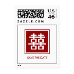 Double Happiness Chinese Wedding Save Date / RSVP Postage Stamps