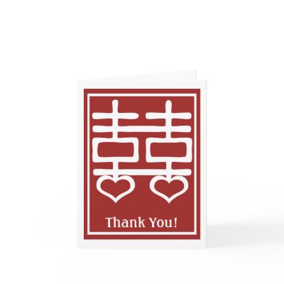Double Happiness Chinese Wedding Thank You Cards