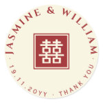 Double Happiness Chinese Wedding Thank You Sticker