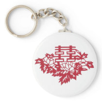 Double happiness Flowers Keychains