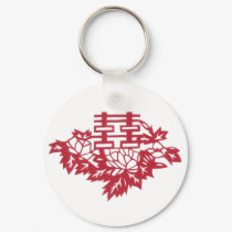 Double happiness Flowers keychains