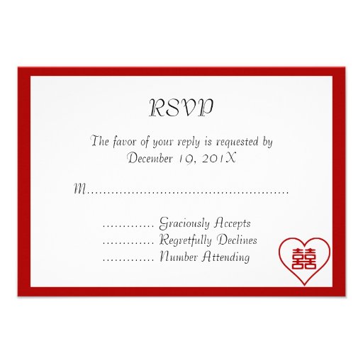 Double Happiness Ã¢â‚¬Â¢ Heart  Ã¢â‚¬Â¢ Bold Red Invite