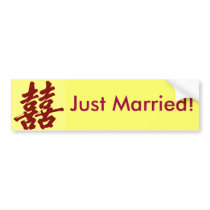 Double Happiness, Just Married! bumper stickers by ymandkc Double Happiness, Just Married! bumper stickers