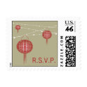 Double Happiness Lantern Wedding RSVP Stamps