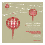 Double Happiness Lanterns Modern Chinese Wedding Custom Announcements