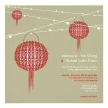 Double Happiness Lanterns Modern Chinese Wedding Custom Announcements