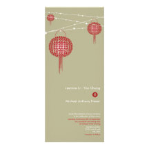 Double Happiness Lanterns Modern Chinese Wedding Custom Invites
