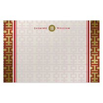 Double Happiness Logo Red Gold Wedding Stationery