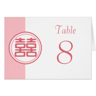 Double Happiness • Pink • Table Numbers Card