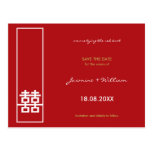 Double Happiness Wedding Save The Date Postcard