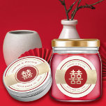Double Happiness Xi Thank You Gift Favors Label / Round Stickers