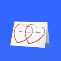 double heart engagement announcement cards