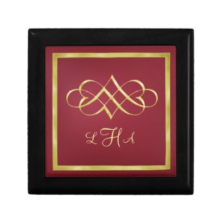 Double Heart Red Gold Giftbox