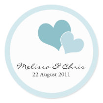 Double Heart Wedding Labels - Light Teal stickers
