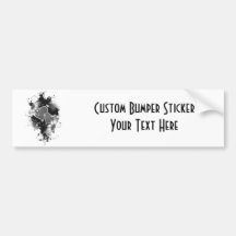 Double Hearts & Daisies - Grey B&W Bumper Sticker