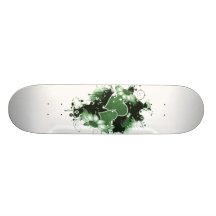 Double Hearts & Flowers - Green Skate Deck