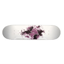 Double Hearts & Flowers - Pink Skate Board Deck