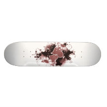 Double Hearts & Flowers - Red Skateboard Deck