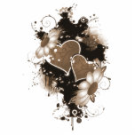 Double Hearts &amp; Flowers - Sepia Brown Photo Sculpture