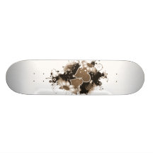 Double Hearts & Flowers - Sepia Brown Skate Decks