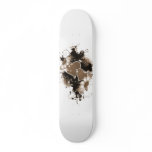 Double Hearts &amp; Flowers - Sepia Brown Skate Decks
