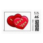Double Hearts / I Love You Postage Stamps