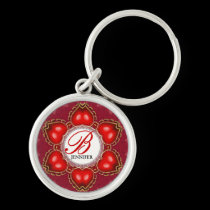 Double Hearts Love Monogram Name Keychain keychains