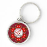 Double Hearts Love Monogram Name Keychain