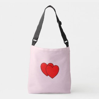 Double Hearts Pink Crossbody Bag