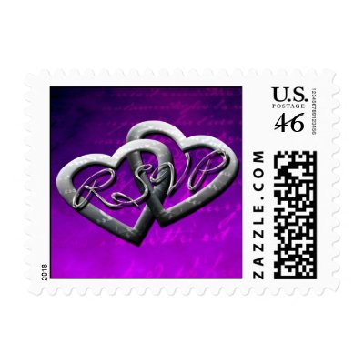 Double Hearts RSVP Wedding Postage