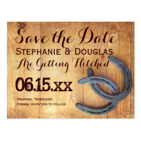 Double Horseshoe Rustic Save the Date Postcards