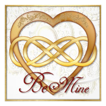 Double Infinity Gold Heart 1 - Be Mine! Valentine Invite